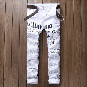 Jeans Factory - Low Price Stock Full Logo Print White Denim Boy
