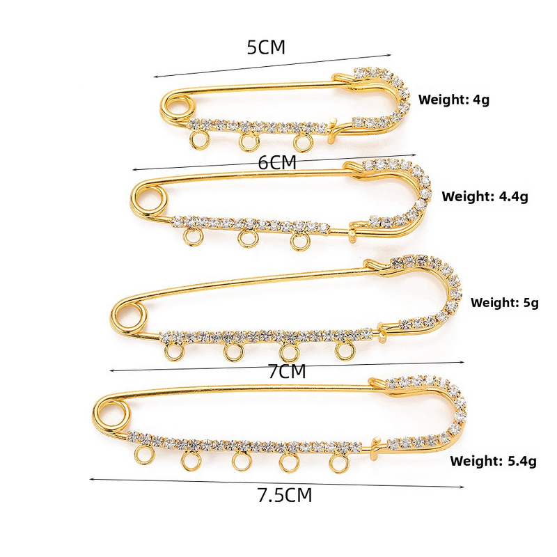 Safety Pins Factory - Gold Silver Rhinestone Large Brooch Clasps