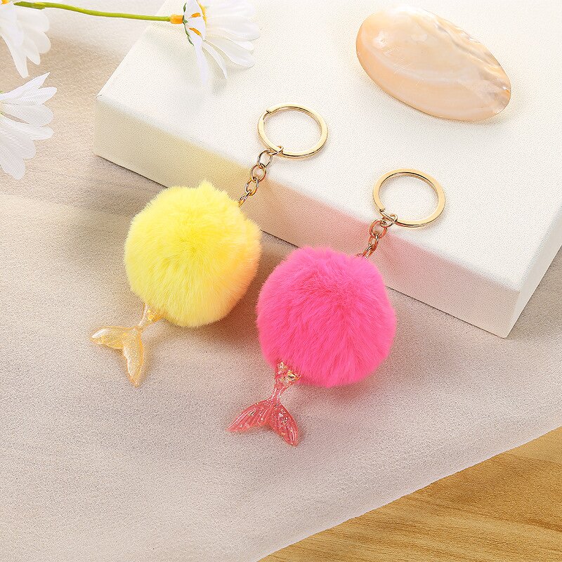 Keychain Factory - New Style Colorful Light Mermaid Plush Pendant