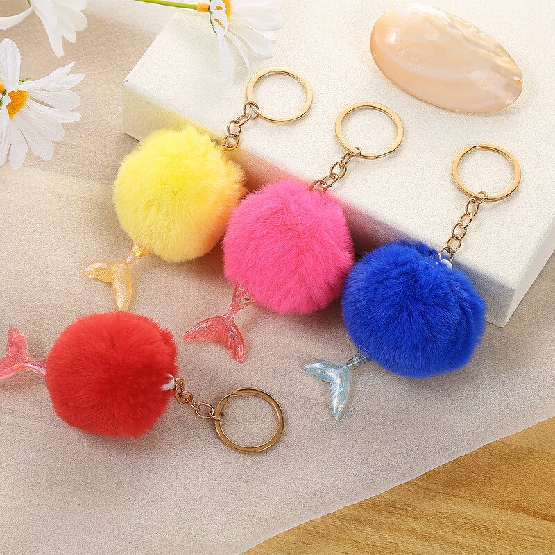 Keychain Factory - New Style Colorful Light Mermaid Plush Pendant