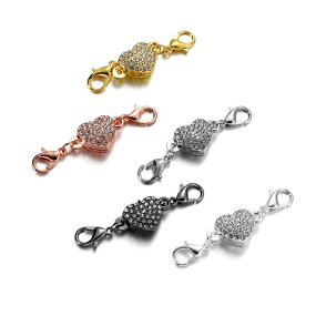 Magnetic Clasps Factory - Paved Rhinestone Heart Copper with Lobster
