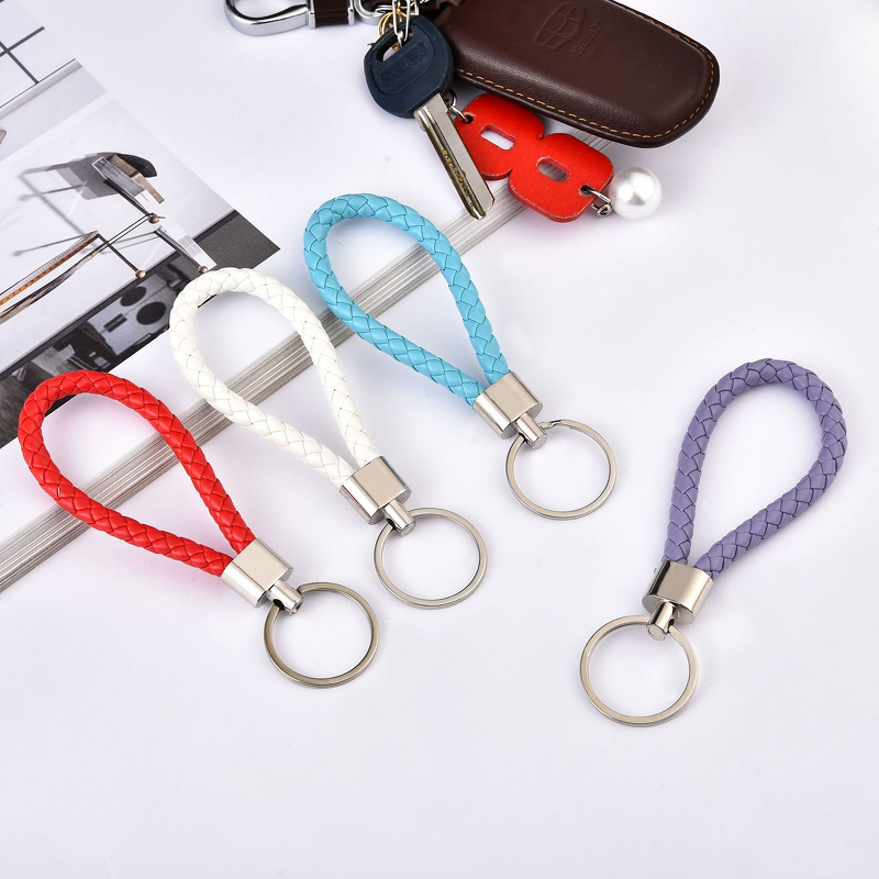 Key Chain Factory - Leather Rope with Woven Metal Pendant DIY