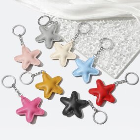 Keychain Factory - New Leather Stuffed Star 5-Point Keychain