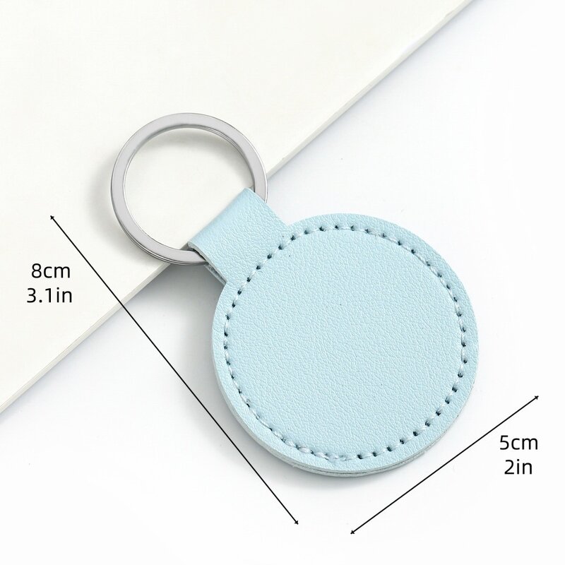 Keychain Factory - Custom Logo PU Leather Round Car Keychain