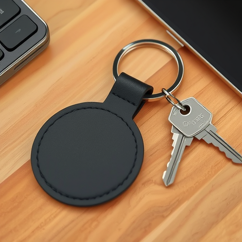 Keychain Factory - Custom Logo PU Leather Round Car Keychain