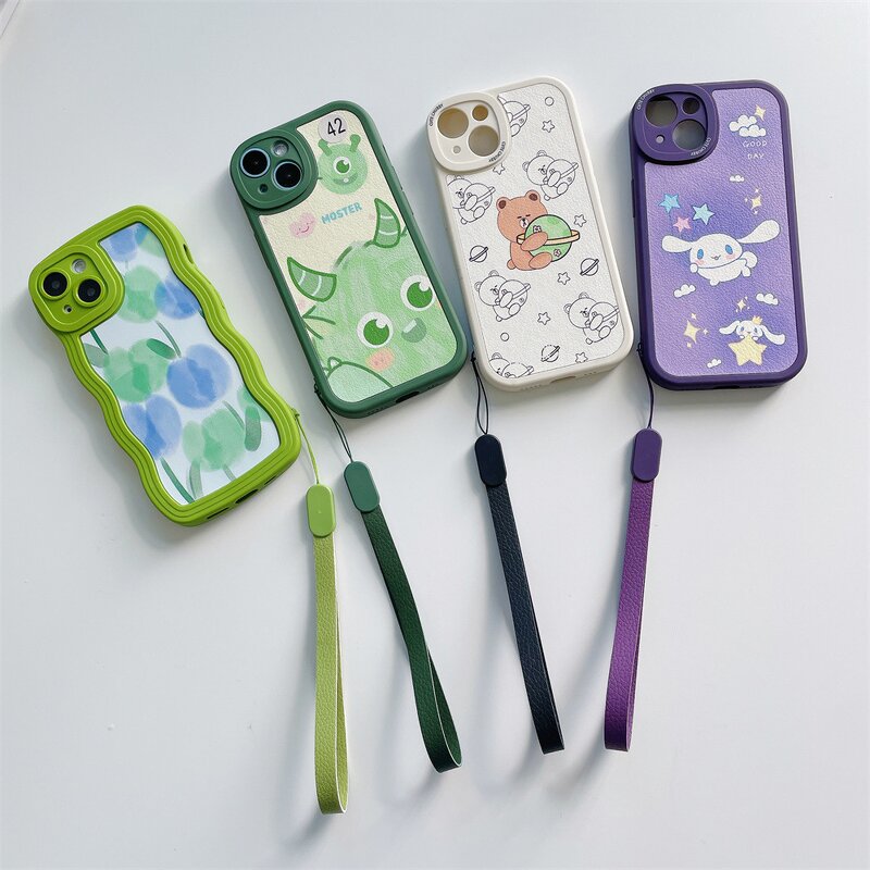 Wrist Strap Factory - PU Leather Litchi Texture Short Hand Rope