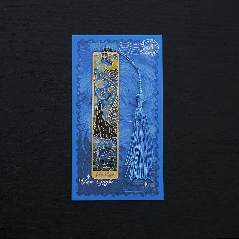 Metal Bookmarks Factory - Van Gogh Painting Hollow-out with Tassels