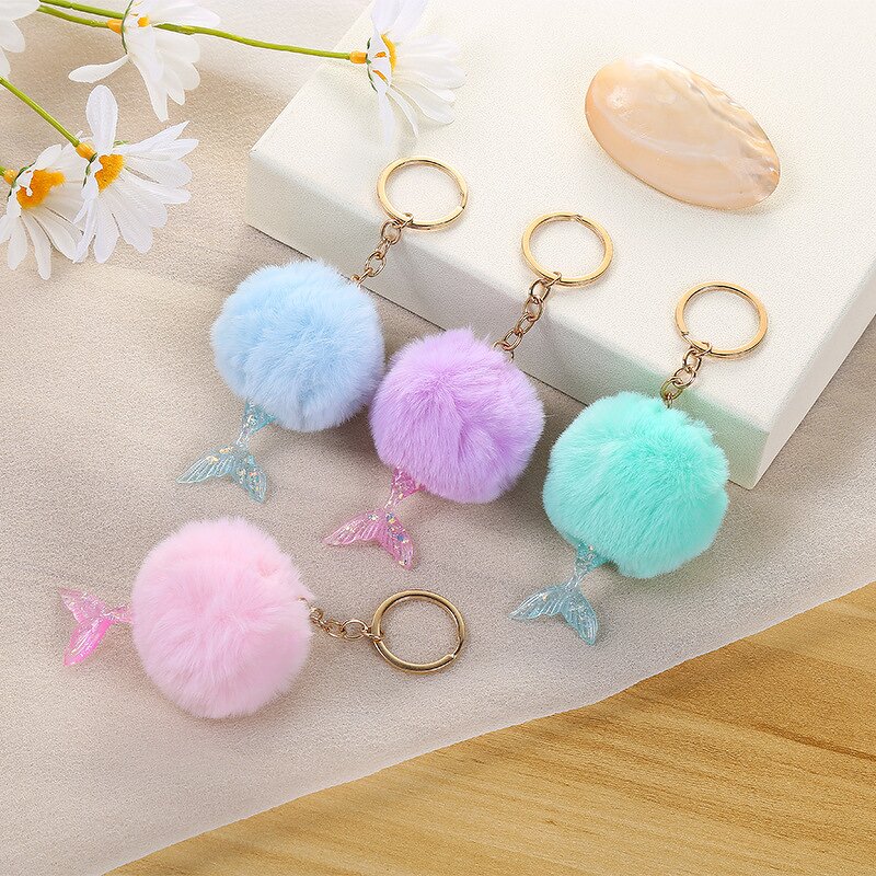 Keychain Factory - New Style Colorful Light Mermaid Plush Pendant