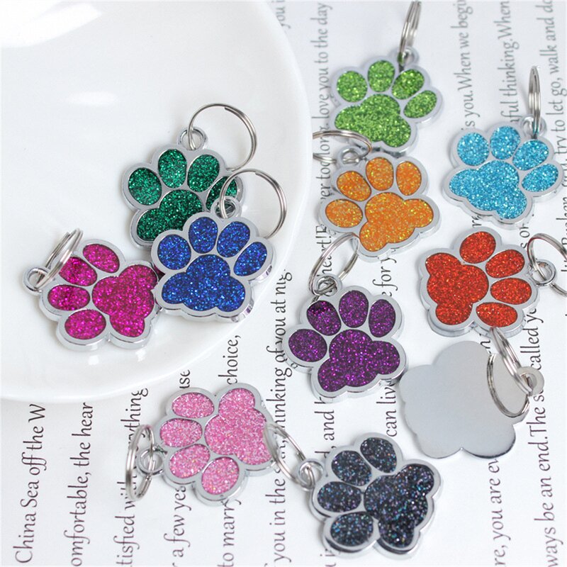 Dog Paw Charm Factory - Colorful Glitter Gold-Plated O-Ring Pendant