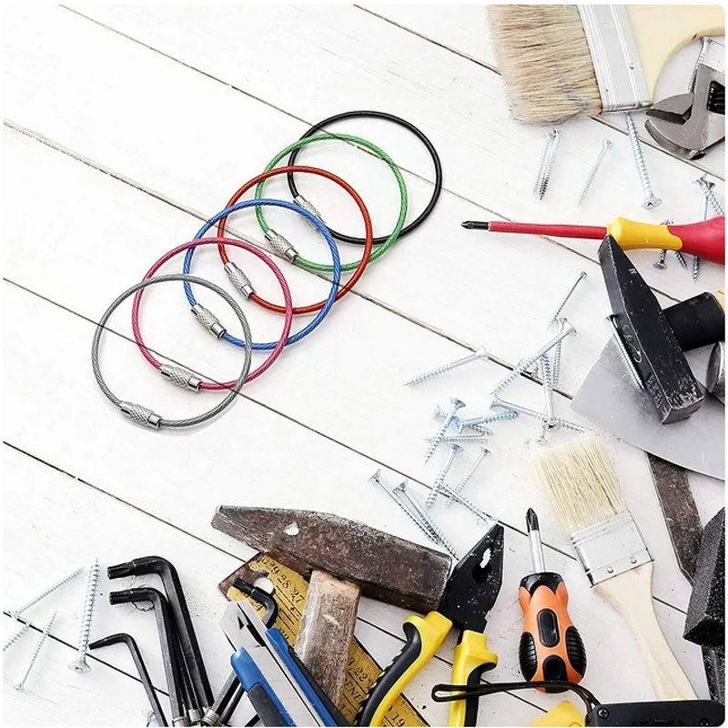 Keychain Factory - Stainless Wire Cable Screw Lock Circle Rope DIY