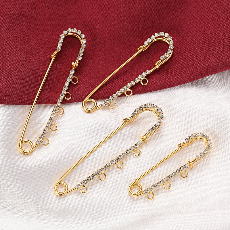 Safety Pins Factory - Gold Silver Rhinestone Large Brooch Clasps