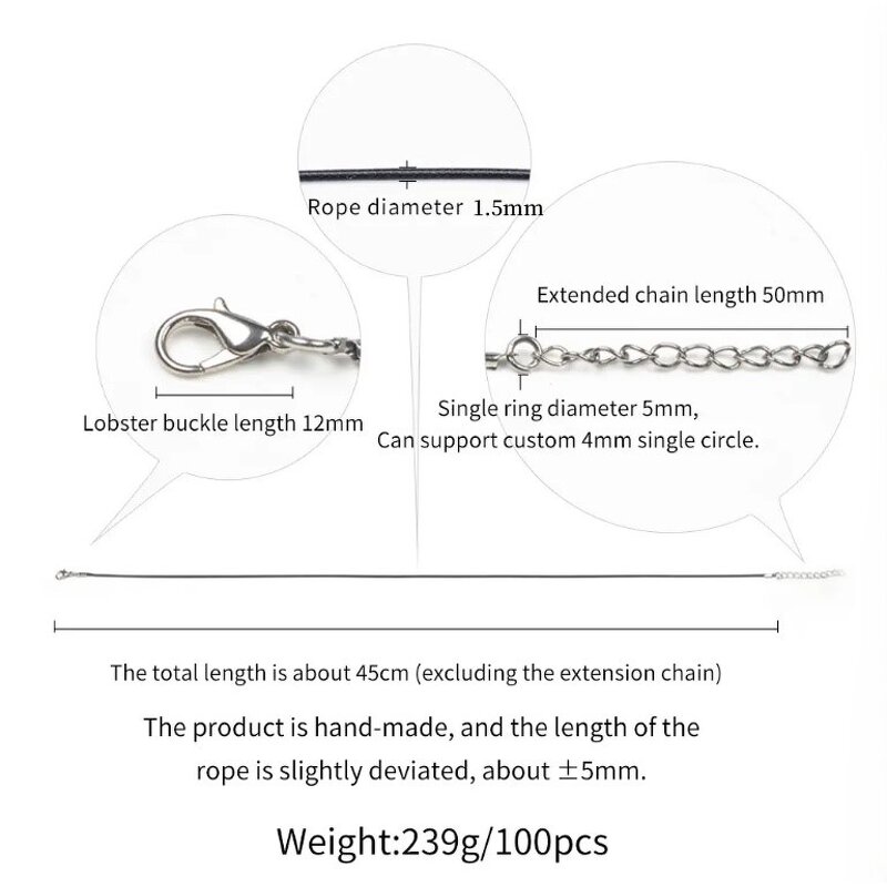 Necklace Factory - Handmade Korean Black Wax Rope with Lobster Clasp