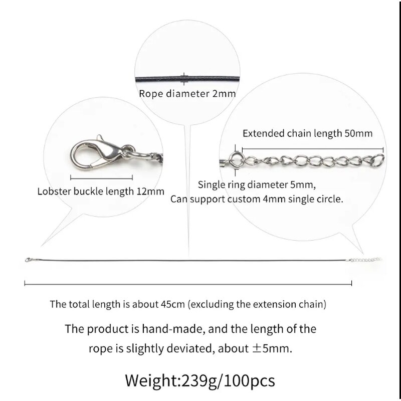 Necklace Factory - 2mm Korean Wax Cord Leather with Lobster Clasp