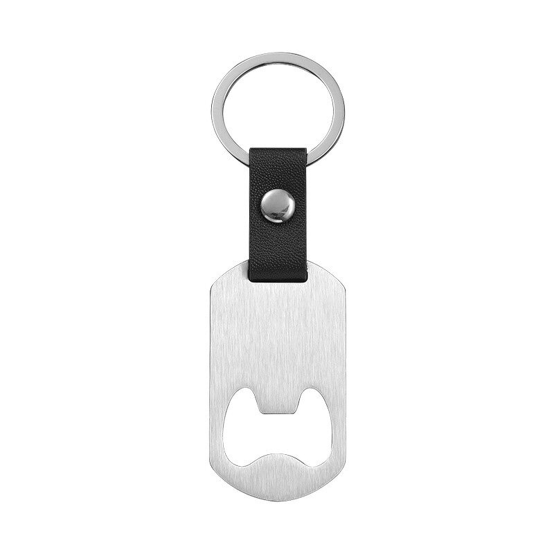 Keychain Factory - Stainless Steel Dog Tag with Leather Strap