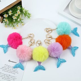 Keychain Factory - New Style Colorful Light Mermaid Plush Pendant