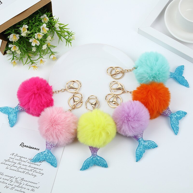 Keychain Factory - New Style Colorful Light Mermaid Plush Pendant