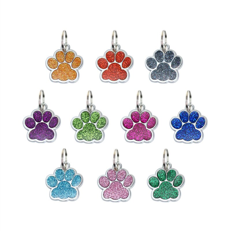 Dog Paw Charm Factory - Colorful Glitter Gold-Plated O-Ring Pendant