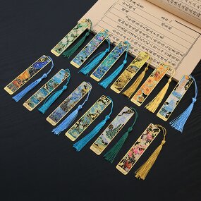 Metal Bookmarks Factory - Van Gogh Painting Hollow-out with Tassels