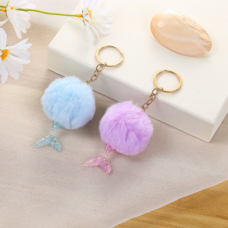 Keychain Factory - New Style Colorful Light Mermaid Plush Pendant