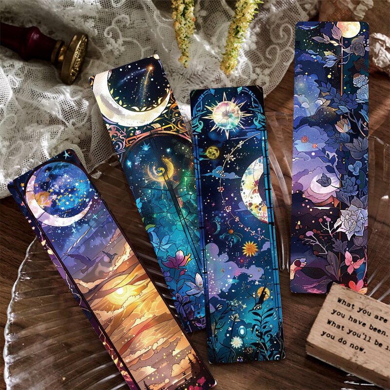 Bookmarks Factory - 24pcs Aesthetic Celestial Moon Star Floral Art