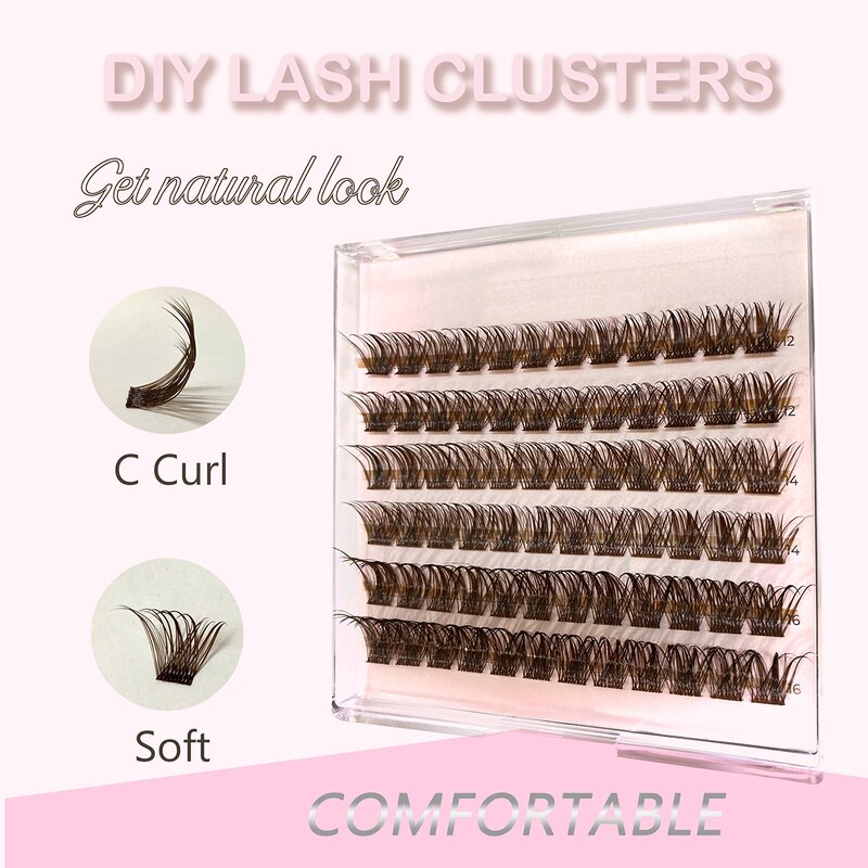 Brown Lash Clusters Factory - Custom Logo Light Middle Dark