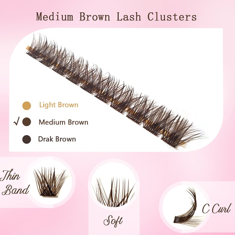 Brown Lash Clusters Factory - Custom Logo Light Middle Dark