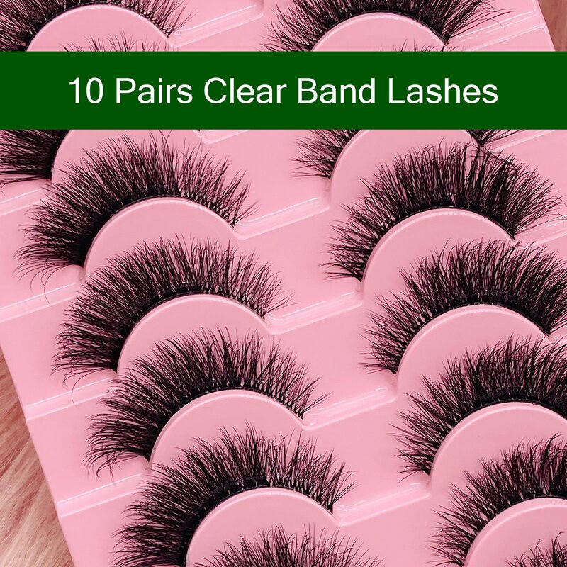Half Lashes Factory - Wholesale 14 Pairs Clear Band Short