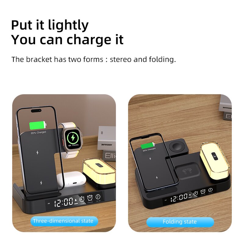 4 in 1 Wireless Charger Supplier - RGB Night Light Alarm Clock OEM