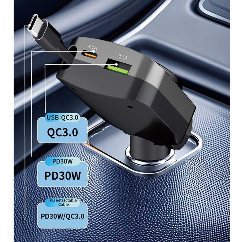 USB Car Charger Supplier - Dual QC3.0 3.1A Cigarette Lighter OEM