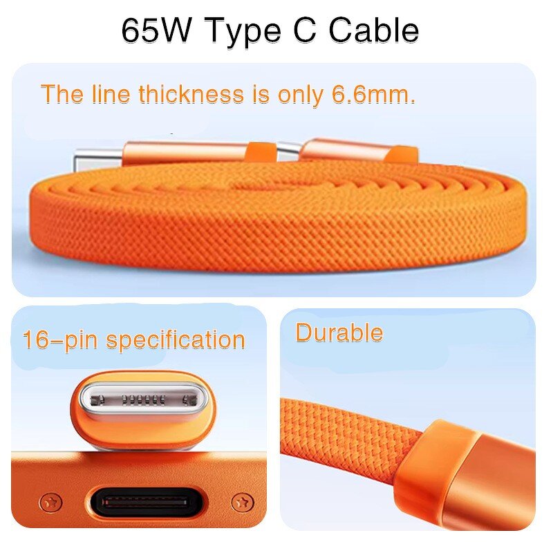 60W Fast Charging Cable Supplier - Orange Double C 480Mbps OEM