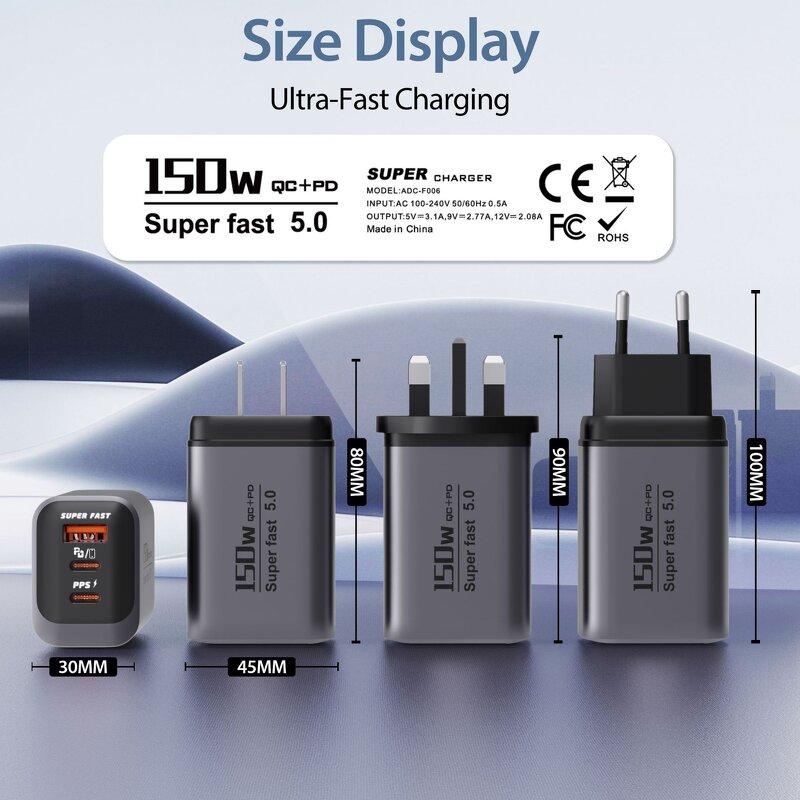 USB C Wall Charger Supplier - 150W 3 Port Fast Charger Wholesale