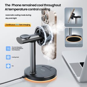 Aluminum 4 in 1 Wireless Charger Supplier - OEM Cooling Fan Station