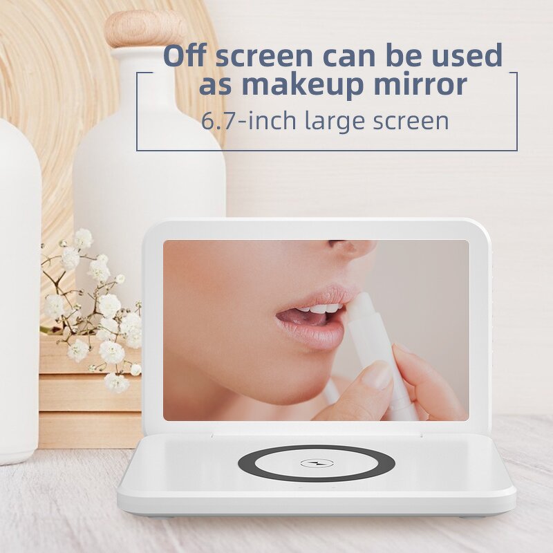 4 in 1 Wireless Charger Manufacturer - Desk Clock Makeup Mirror OEM