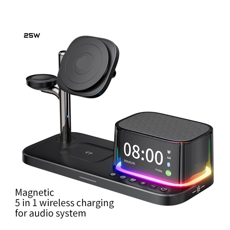 5 in 1 Wireless Phone Charging Station Factory - BT Speaker Light OEM