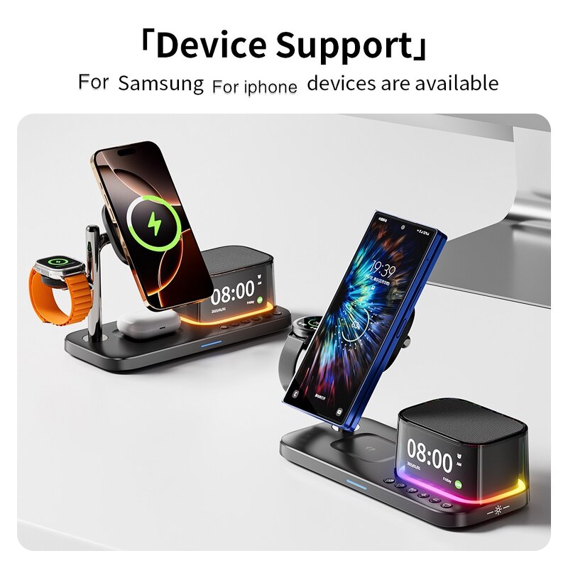 5 in 1 Wireless Phone Charging Station Factory - BT Speaker Light OEM