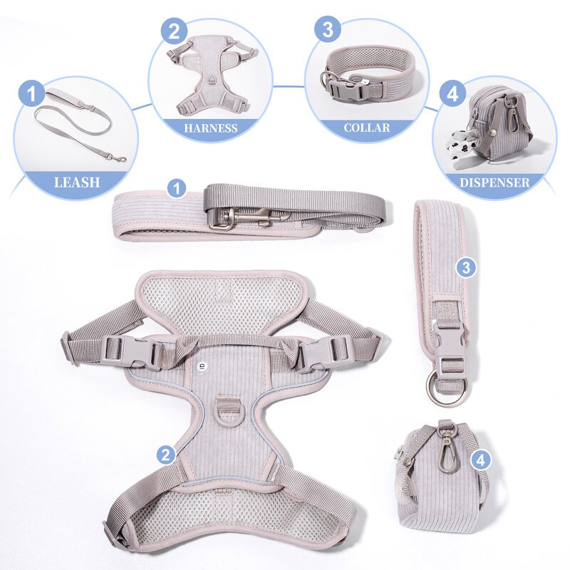 Dog Harness Set Manufacturer - OEM/ODM Luxury No Pull Leash Set