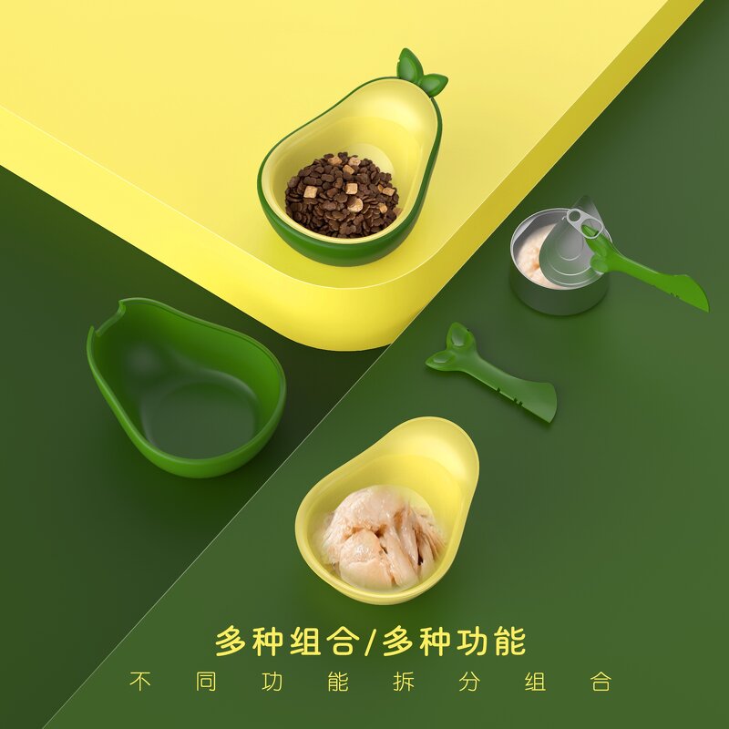 Pet Water Bowl Factory - OEM/ODM 3 in 1 Avocado Feeding Bowl Set