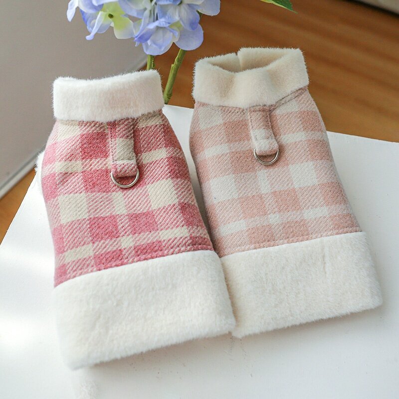 Pet Waistcoat Factory - OEM/ODM Plaid Keep Warm with Leash Buckle