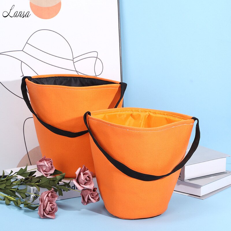 Halloween Basket Manufacturer - OEM/ODM CUSTOM LOGO BLANK Canvas Pumpkin Gift Bag