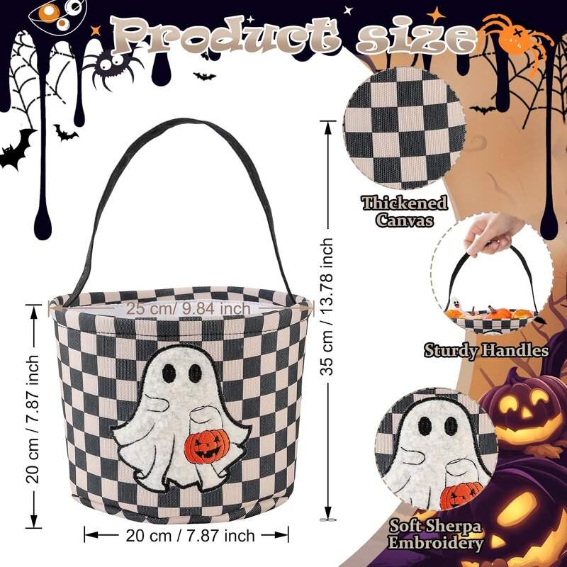 Halloween Bucket Factory - OEM/ODM New Fancy Plaid Print Trick or Treat Basket