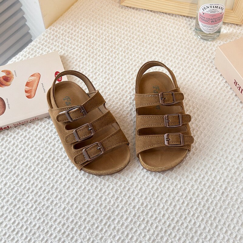 Cork Sandals Manufacturer - OEM/ODM Retro Suede Leather Triple Buckle Slides