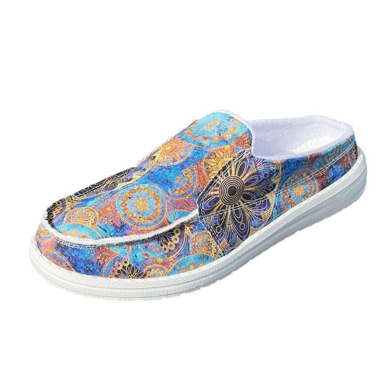 Canvas Shoes Factory - OEM/ODM Bohemia Floral Print Slip-on Half Ankle