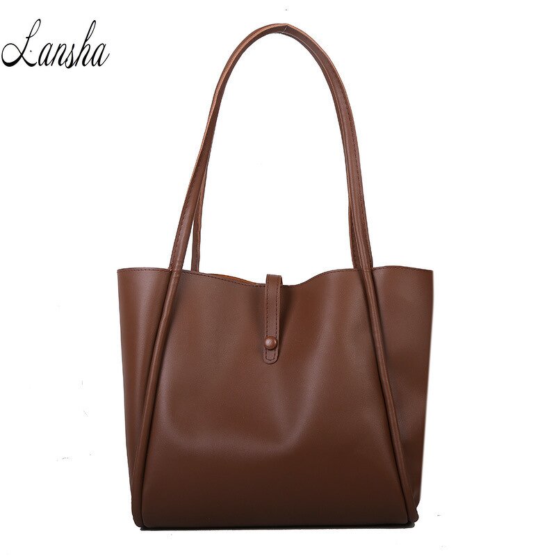 PU Leather Tote Bag Manufacturer - OEM/ODM Korean Simple Retro Brown Shoulder Bag