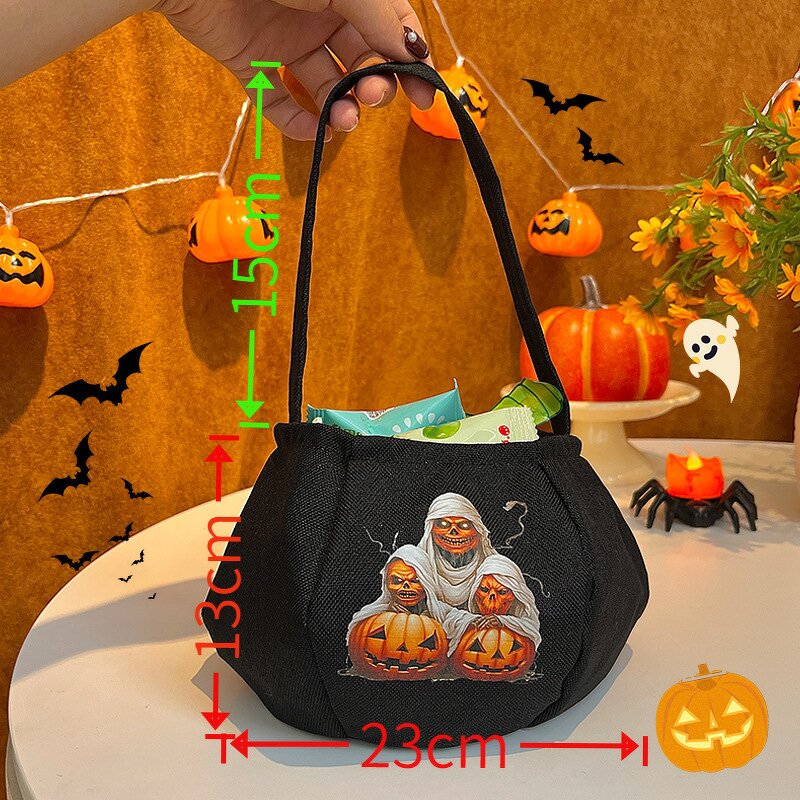 Tote Bucket Bag Manufacturer - OEM/ODM Small Size Witch Pumpkin Print Basket