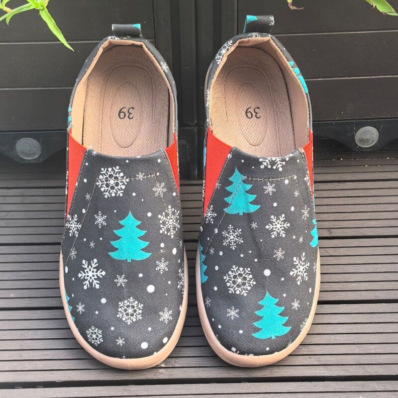 Canvas Shoes Manufacturer - OEM/ODM Christmas Santa Deer Print Loafers Sneakers