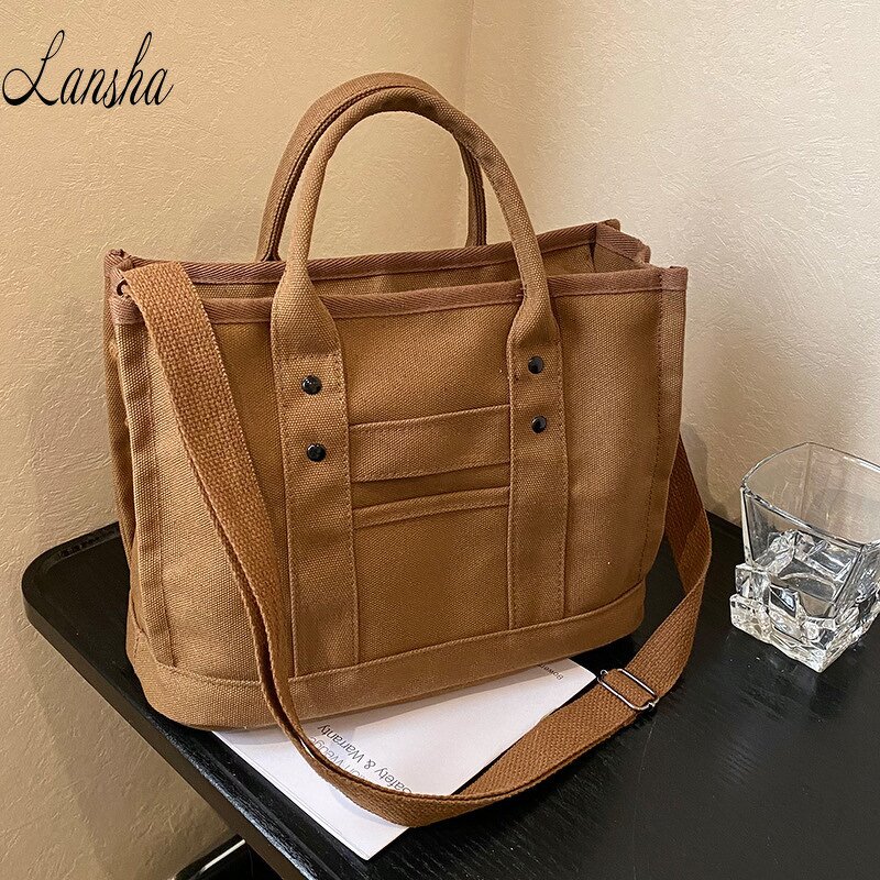 Canvas Shoulder Bag Factory - OEM/ODM Vintage Custom Logo Versatile Shopping Bag