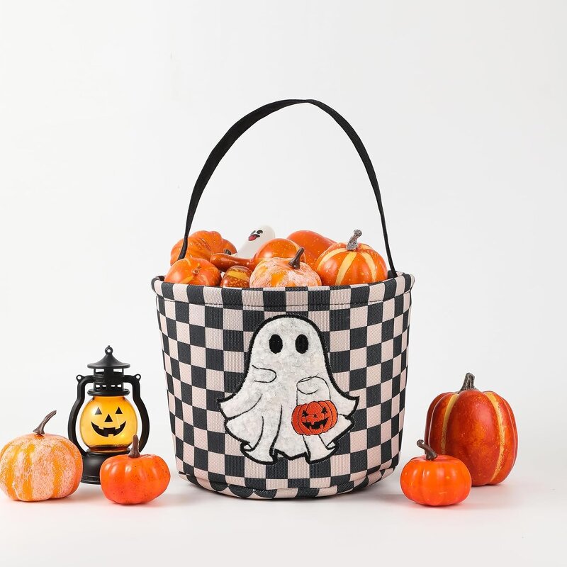 Halloween Bucket Factory - OEM/ODM New Fancy Plaid Print Trick or Treat Basket