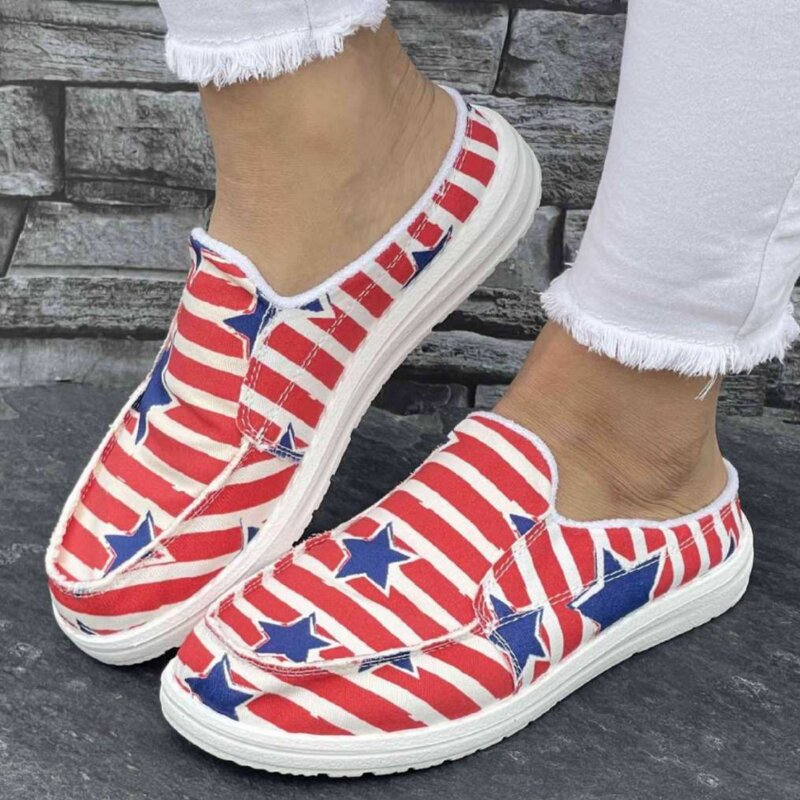 Canvas Sneakers Manufacturer - OEM/ODM United States Strip Star Printed Flat