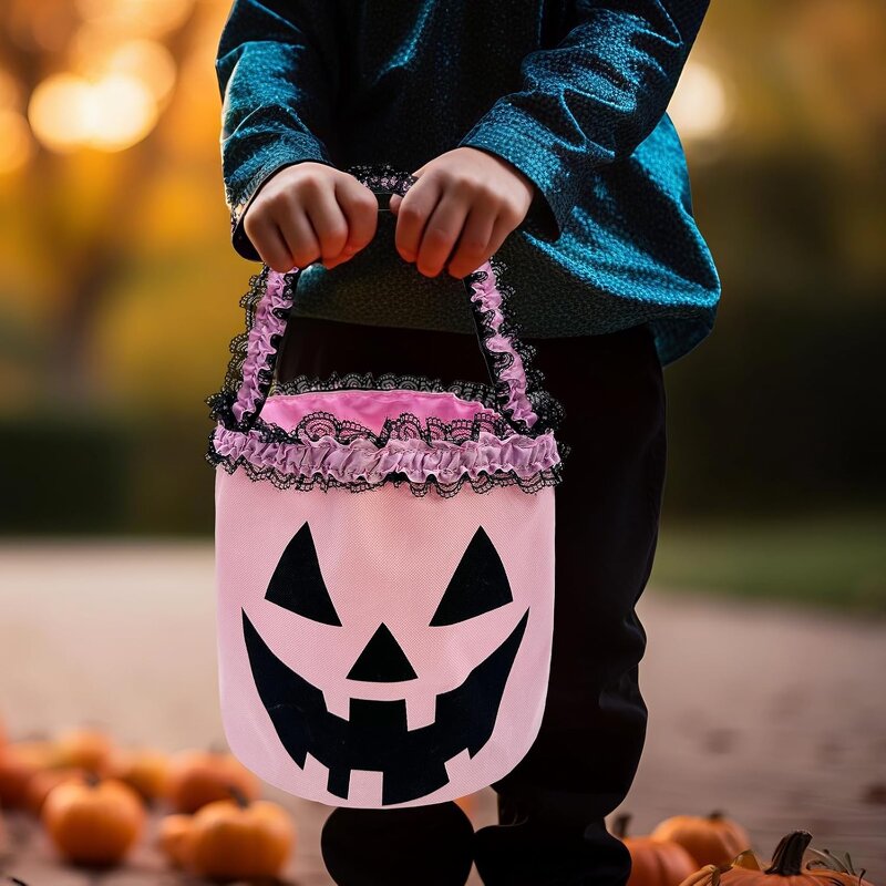 Halloween Basket Manufacturer - OEM/ODM Custom Pumpkin Print Ruffle LED Bucket