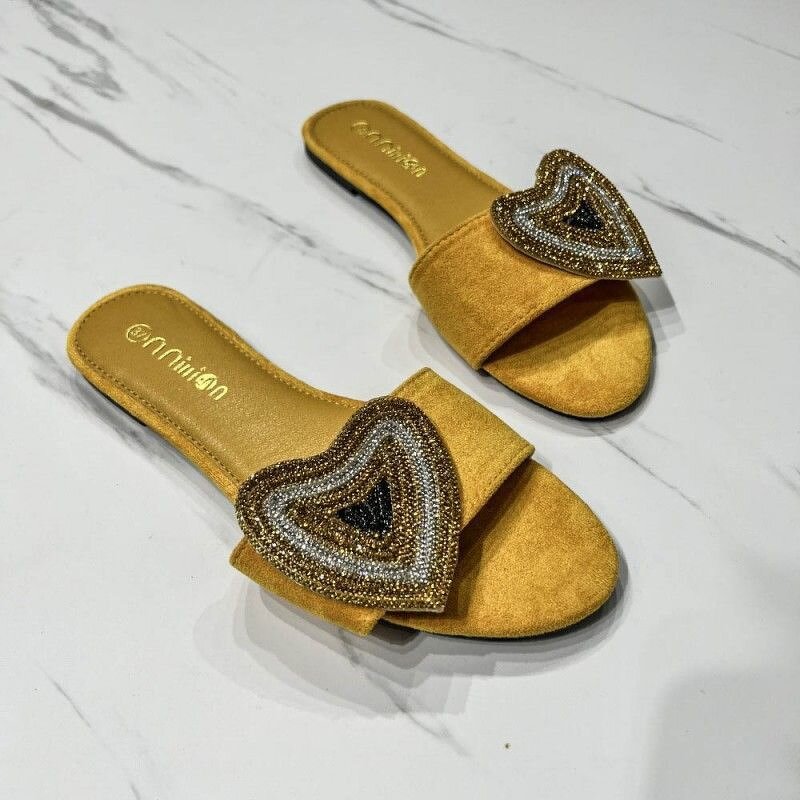 Lady Sandals Manufacturer - OEM/ODM Diamond Beaded Heart Buckle Open Toe